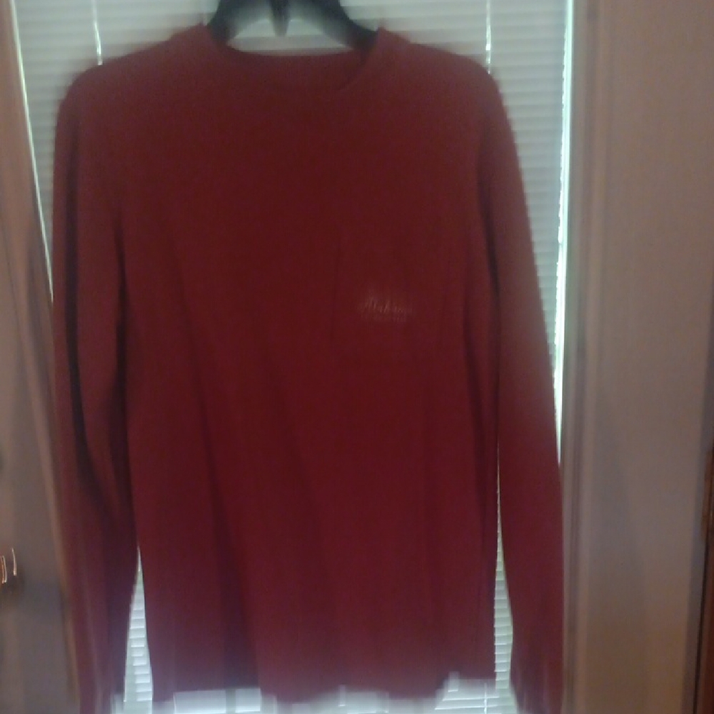 Red Knit Crewneck Sweater with Long Sleeves